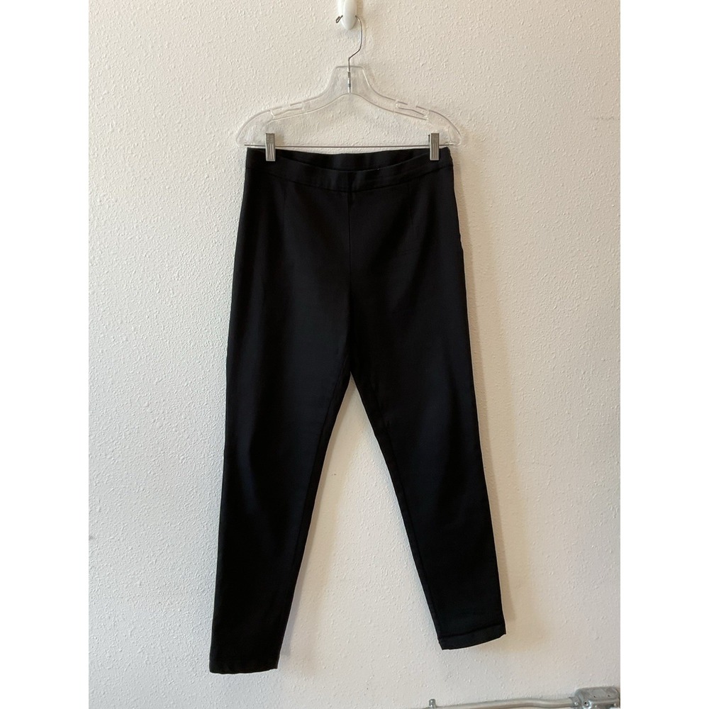 Masai Black Dress Casual Pants Womens Size L Zipper Dow Stretchy Waist - Picture 2 of 11